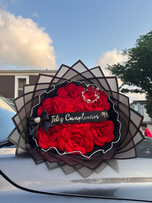 Red Rose Bouquet with Ribbon Message